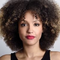 woman face with curly hair
